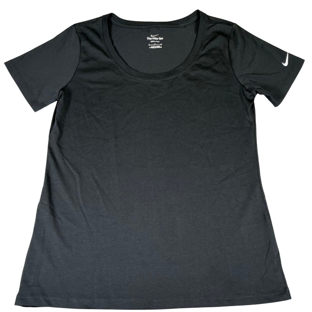 Nike Dri-FIT Womens Black Athletic Tee Shirt‎ Small Moisture Wicking Swoosh NWOT